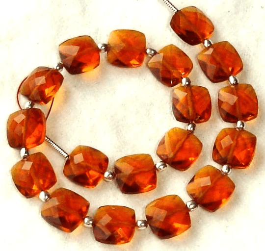 New Arrival,8 Inch Long Strand, Padparadscha QUARTZ Faceted Cushion Shape Briolettes,8mm Size,Great Price Amazing Item
