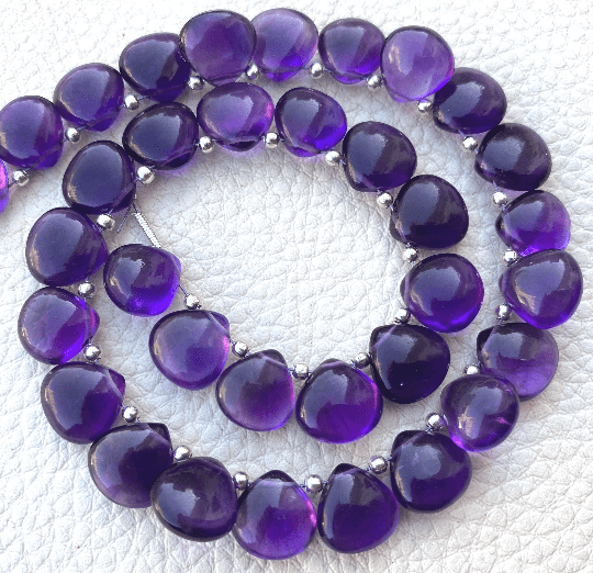 5 Matched Pairs,10x10mm SMOOTH Heart,Natural AFRICAN AMETHYST Smooth Heart Shape Briolettes,Great Quality at Low Price