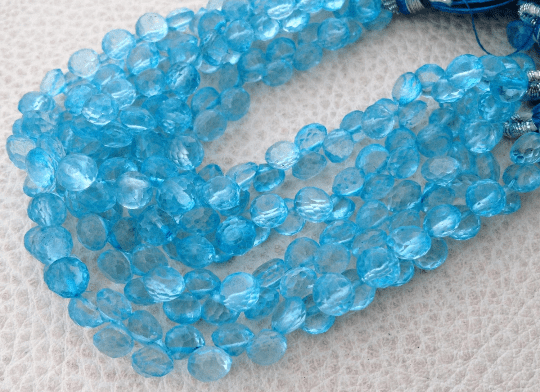 Brand New,Full 6 Inch Long Strand, Mystic SKY BLUE TOPAZ Faceted Onions Shape Briolettes,5-5.5mm Amazing Item at Low Price