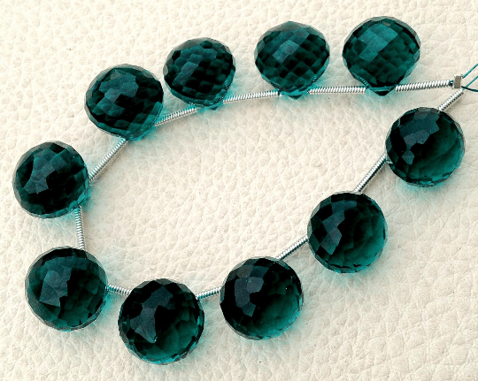 4 Matched pairs, Superb PARAIBA BLUE Quartz Faceted ONIONS Shape Briolettes,12mm Size,Finest Item