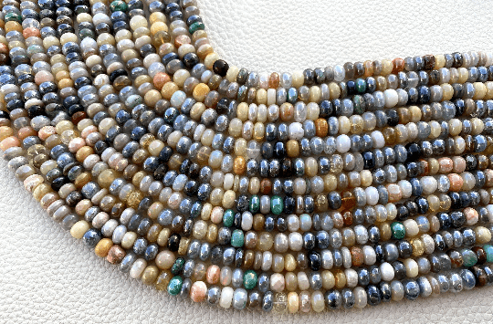 Full 13 Inch Long Strand,Very-FINEST- Amazing Natural Mystic Multi Peruvian Opal Smooth Rondells,5.5-5mm Size,GORGEOUS Item,