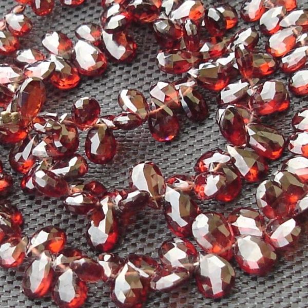 8 Inches, SUPERB Very- Very-Finest AAAAA Quality, PYROPE Red Garnet Faceted Pear Briolettes, 7-8mm aprx.