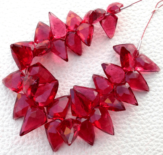 Brand New, 100 Cts, RUBY RED QUARTZ Faceted Fancy Briolettes,12-17mm Long,Superb Item at Low Price