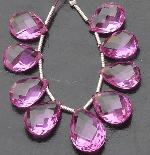 4 Matched Pair And 1 Focal Pendent, SO Beautiful AAA Quality, Hot Pink Quartz Faceted Pear Shaped Briolette, 12-14mm Long approx,Great Item