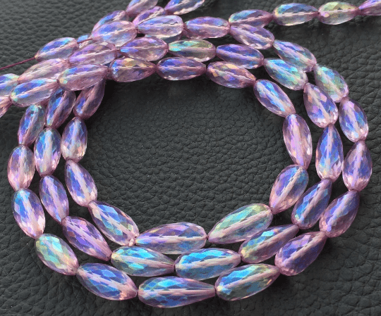 WOW,Brand New, Mystic Rainbow Purple-Blue Shaded Quartz Faceted Full Drilled Drops Shape Briolettes,Full 8 inch Strand