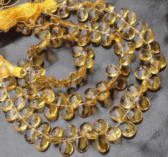 Brand new, Full 8 Inch Long Strand,Superb-Finest Quality Natural Citrine Faceted Pear Shape Briolettes,7-10mm size aprx.Great VERY-VERY RARE
