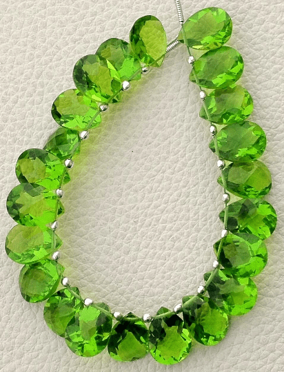 6 Inch Full Strand, PARROT GREEN Quartz Faceted Cut Pear Shape Briolettes,12x9mm Size,Finest Item at Low Price