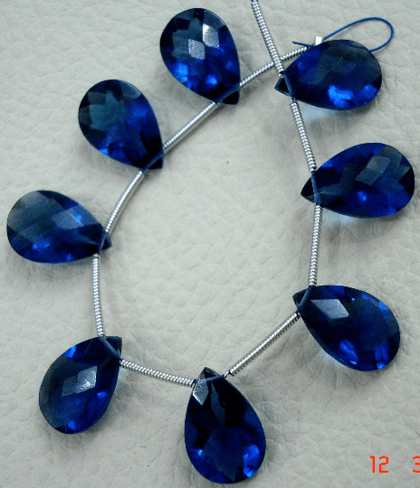 8 Inch Strand,KASHMIR Sapphire Blue quartz Cut Pear Briolettes,SUPERB-FINEST-aaa Quality,very Low Price