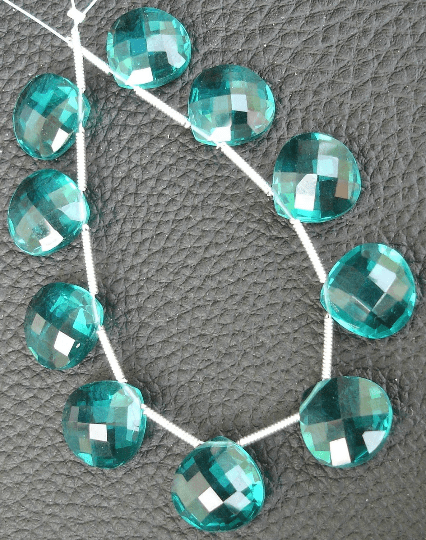 8 Pcs Set, PARAIBA BLUE Quartz Faceted Heart Shape Briolettes,12x12mm Long, 4 Matched Pairs,Superb Item,Wholesale Price