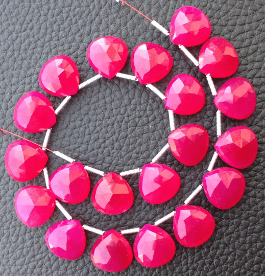 Brand New, 5 Matched Pairs,12x12mm RUBY RED Chalcedony Faceted Heart Briolettes,Amazing Item at Low Price