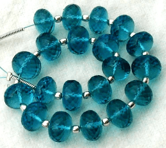 New Arrival,8 Inch Long Strand, PARAIBA BLUE QUARTZ Micro Faceted Rondells,8mm Long,Great Price Amazing Item