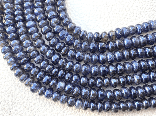 Brand New, Full 14 Inch Full Strand,Natural WATER SAPPHIRE Smooth Rondelles Beads,7-6mm Size, Amazing Item at Low Price.