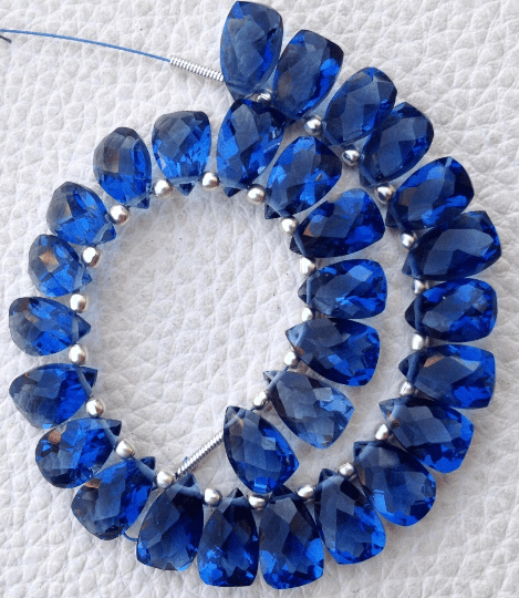 Brand New, Full 6 Inch Strand, KASHMIR BLUE QUARTZ Faceted Pyramid Shape Briolettes,10x6mm size,Superb Item at Low Price