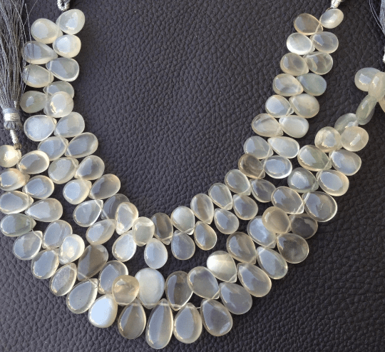 New Arrival, Full 8 Inch Strand, RARE GREY MOONSTONE Smooth Pear Shape Briolettes, 12-14mm Size,Unique Colour