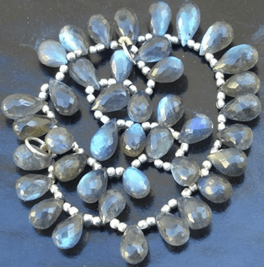 50 Pieces, GORGEOUS QUALITY,Blue flashy Labradorite micro faceted DROPS briolettes in size of 8-9mm approx