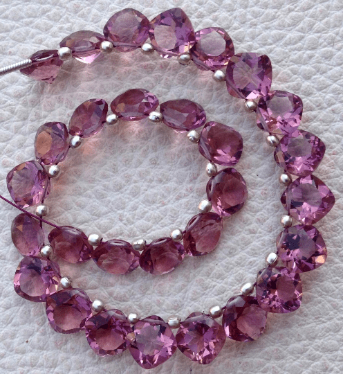 Brand New, Full 6 Inch Strand, KUNZITE PINK QUARTZ Faceted Cut Cushion Shape Briolettes,8x8mm size,Superb Item at Low Price