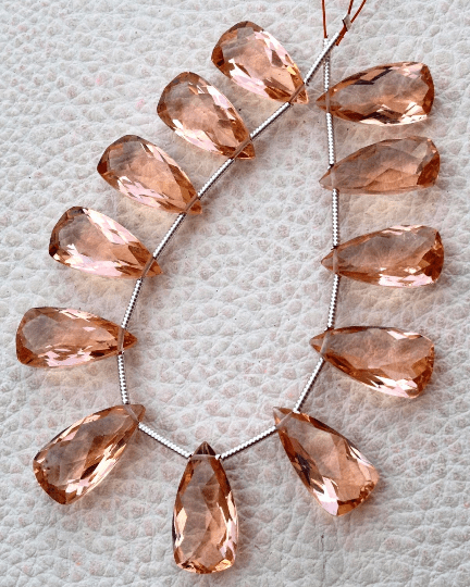 Brand New, 4 Matched pairs, Superb New CHAMPAGNE Quartz, Faceted Pyramid Shape Briolettes,16x8mm,Superb