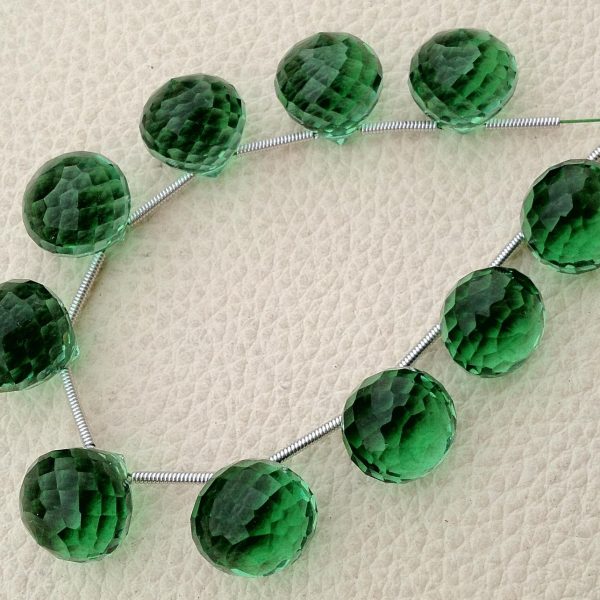 4 Matched pairs, Superb EMERALD Green Quartz Faceted ONIONS Shape Briolettes,10mm Size,Finest Item