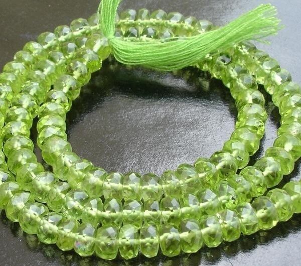 5.5mm, Gorgeous Quality PERIDOT Micro Faceted Rondells Full 14 Inch Long Strand,Very Nice Quality