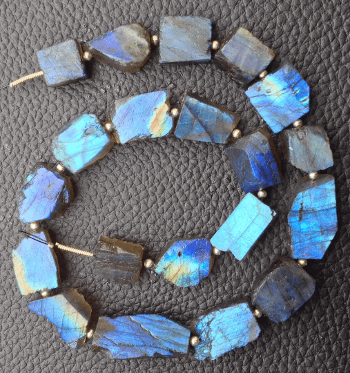Brand New, Amazing Natural BLUE FLASHY LABRADORITE Hammered Rock Full Drilled Nuggets, 10-15mm,Full 8 Inch Strand,Amazing Rare Item