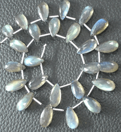 8 Inch-Super-Finest-Superb-BLUE FLASHY LABRADORITE,aaa-Quality, 5 Pairs, 15mm Long Elongated Pear Shape Briolettes,
