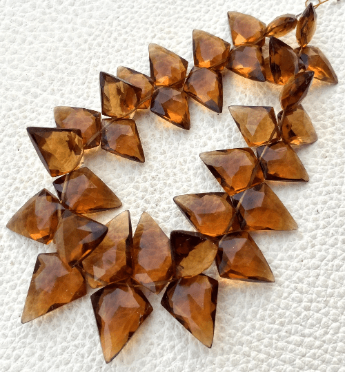 Brand New, 100 Cts, BEER QUARTZ Faceted Fancy Briolettes,13-17mm Long,Superb Item at Low Price