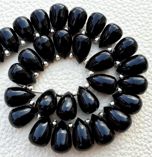 Brand New, 4 Matched Pairs, 12x8mm Long aprx.,Natural Black Spinal Smooth Drops Briolettes,Amazing Item at Low Price