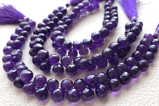 Brand New,Full 7 Inch Long Strand, Natural African Amethyst Faceted Onions Briolettes, 8-7mm Long Faceted Onions,Finest Quality.