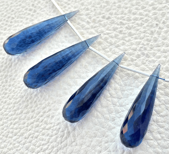 Brand New,2 Matched Pairs,Kyanite Blue Quartz, 35mm Long Drops,Finest Item