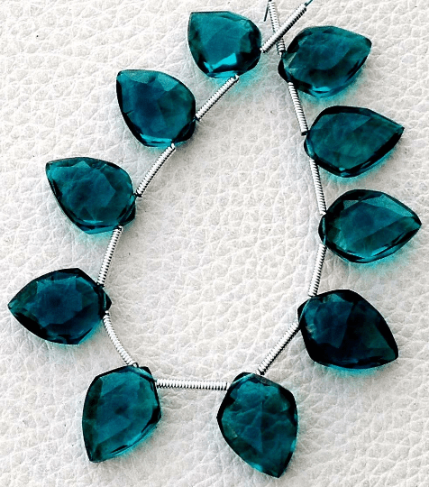 5 Matched pairs, Paraiba Blue Quartz Faceted fancy Shape Briolettes,14X10mm Size,Finest Item