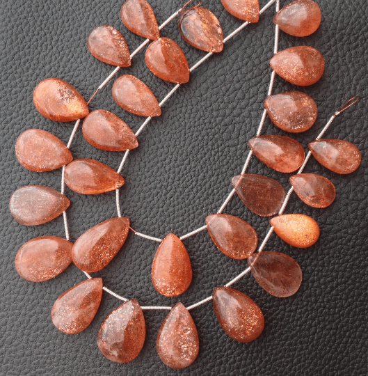 SUPER GIANT 14-16mm Long, Gorgeous Sparking Sunstone Smooth Larger Size PEAR Shape Briolettes, Great Item at Low Price