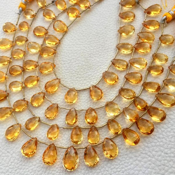 AAA Quality,Wholesale Offer, Full 9 Inch Strand,Super Quality NATURAL CITRINE Faceted Pear Shape Briolettes,Gorgeous Quality, 9-10MM Size.
