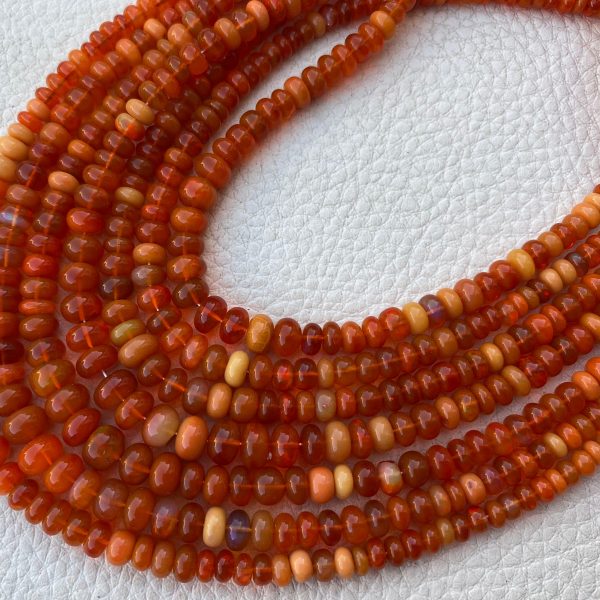 Brand New, Full 14 Inch Full Strand,Dyed Natural ETHIOPIAN OPAL Smooth Rondelles Beads,5-3mm Size, Amazing Item at Low Price