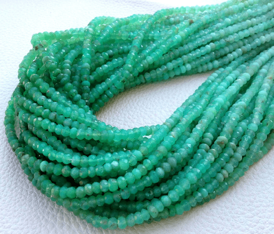 Brand New, Shaded CHRYSOPRASE Faceted Rondelles,Full 14 Inch Strand, 3.5mm size,Amazing Quality Wholesale Price.