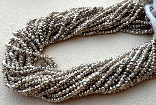 Brand New, Mystic SILVER Pyrite Faceted Rondelles,Full Strand, 3.5mm size,Amazing AAA Quality Wholesale Price.