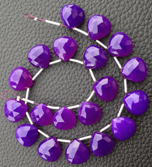 Brand New, 5 Matched Pairs,12x12mm AMETHYST PURPLE Chalcedony Faceted Heart Briolettes,Amazing Item at Low Price