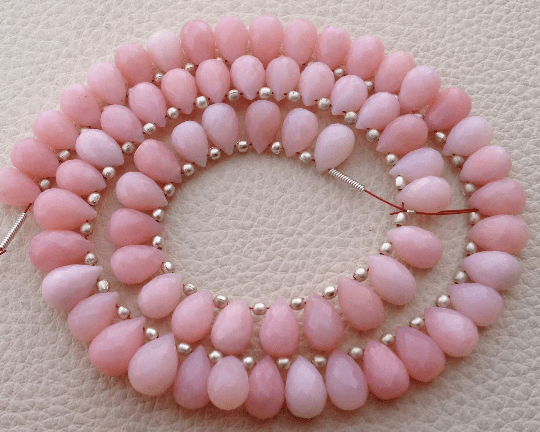 BRAND New, Gorgeous Rare PERUVIAN PINK Opal Faceted Drops Shape Briolette, 10 Pcs, Aprx. 9-10mm, Best Quality