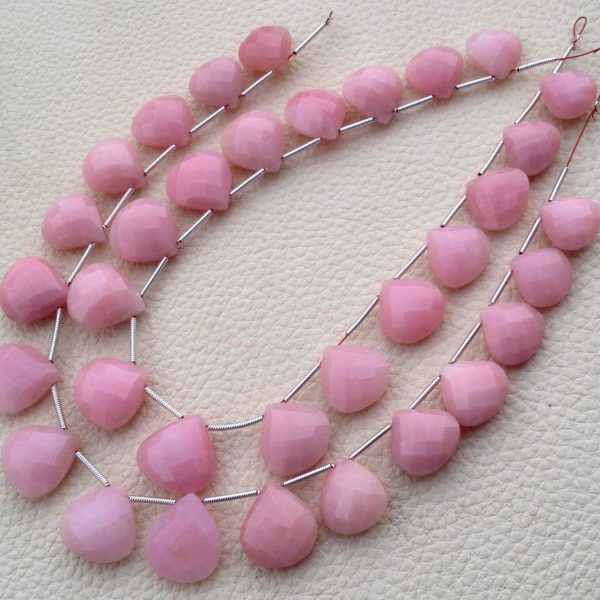 New Arrival, TOP Rare QUALITY,Amazing PERUVIAN Pink Opal Faceted Heart Briolettes, 12-15mm Long,Great Quality at Low Price