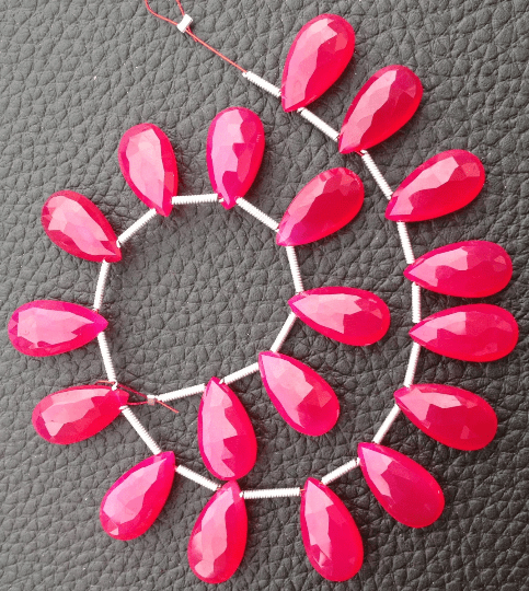 Brand New, 5 Matched Pairs,15mm Long, RUBY REDChalcedony Elongated Faceted Pear Briolettes,Amazing Item at Low Price