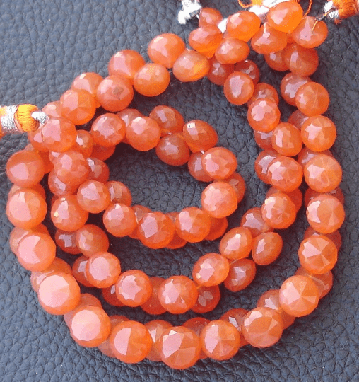 8 Inch Strand,Superb-Finest Quality CARNELIAN Faceted ONIONS Shape Briolettes, 6-8mm size,Great Item