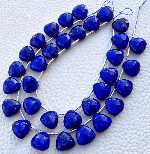 6 Matched Pairs, LAPIS LAZULI Faceted TRILLION Shape Briolettes,10x10mm Long,Super Quality,Superb