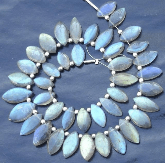 Extremely Blue Flashy Labradorite Smooth Marquise Shape Briolettes, 11-12mm Long,Half Strand,Great Quality at Wholesale Price