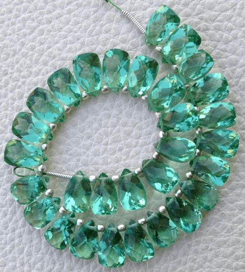 Brand New, Full 6 Inch Strand, NEW GREEN QUARTZ Faceted Pyramid Shape Briolettes,10x6mm size,Superb Item at Low Price