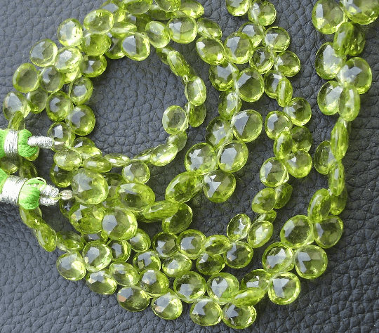 8 Inch Strand, Gorgeous Quality PERIDOT Faceted Heart Shaped Briolettes, 6-6.5mm Long size,GORGEOUS