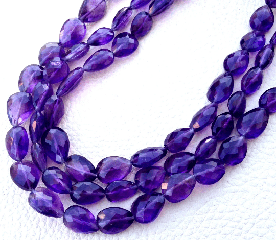 Brand New, Natural AMETHYST Faceted Full Drilled Pear Shape Briolettes,10-11mm Long Size, Full 10 Inch Long Strand,Amazing Item