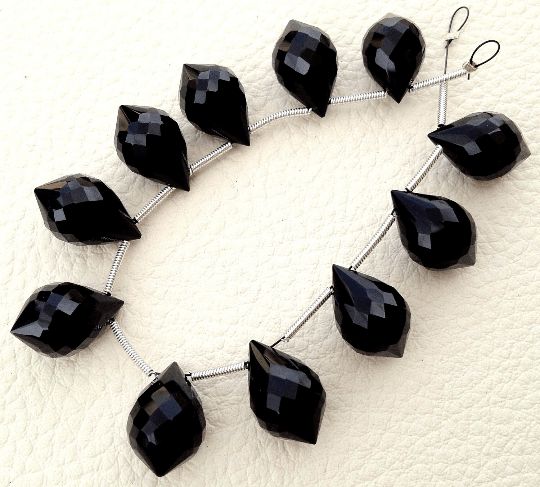4 Matched pairs, Superb BLACK SPINAL Faceted Chandelier Shape Briolettes,16X10mm Size,Finest Item