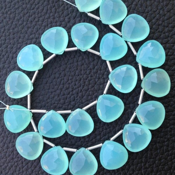 Brand New, 5 Matched Pairs,12x12mm PERU AQUA BLUE Chalcedony Faceted Heart Briolettes,Amazing Item at Low Price