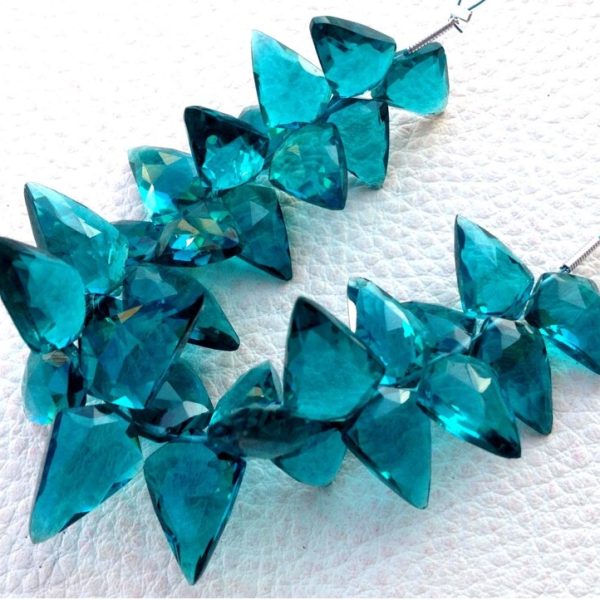 Brand New, 100 Cts, PARAIBA BLUE QUARTZ Faceted Fancy Briolettes,12-17mm Long,Superb Item at Low Price