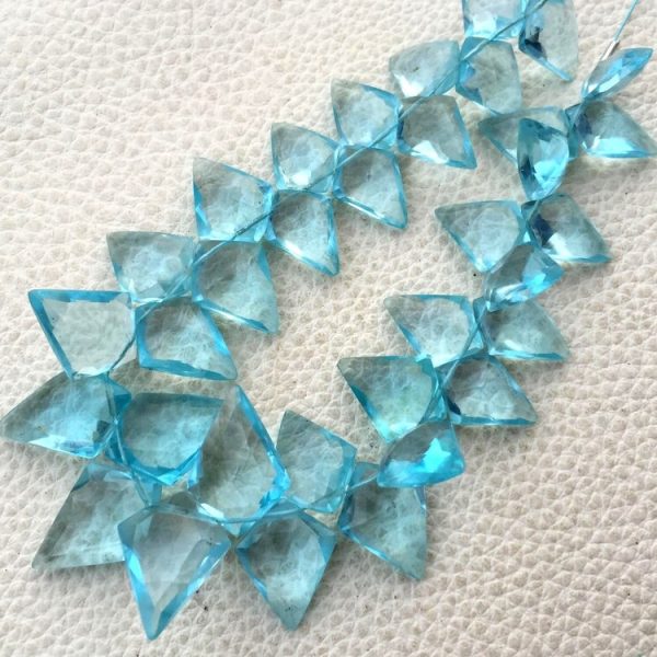 Brand New, 100 Cts, SKY BLUE QUARTZ Faceted Fancy Briolettes,13-17mm Long,Superb Item at Low Price