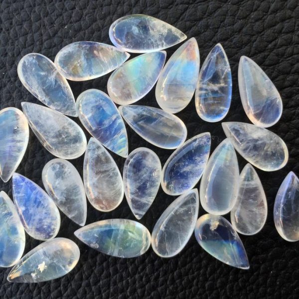 Brand New, 3 Matched pairs,Extremely Blue FLASHY RAINBOW Moonstone Smooth Pear Shape Briolettes,15x7mm,AMAZING